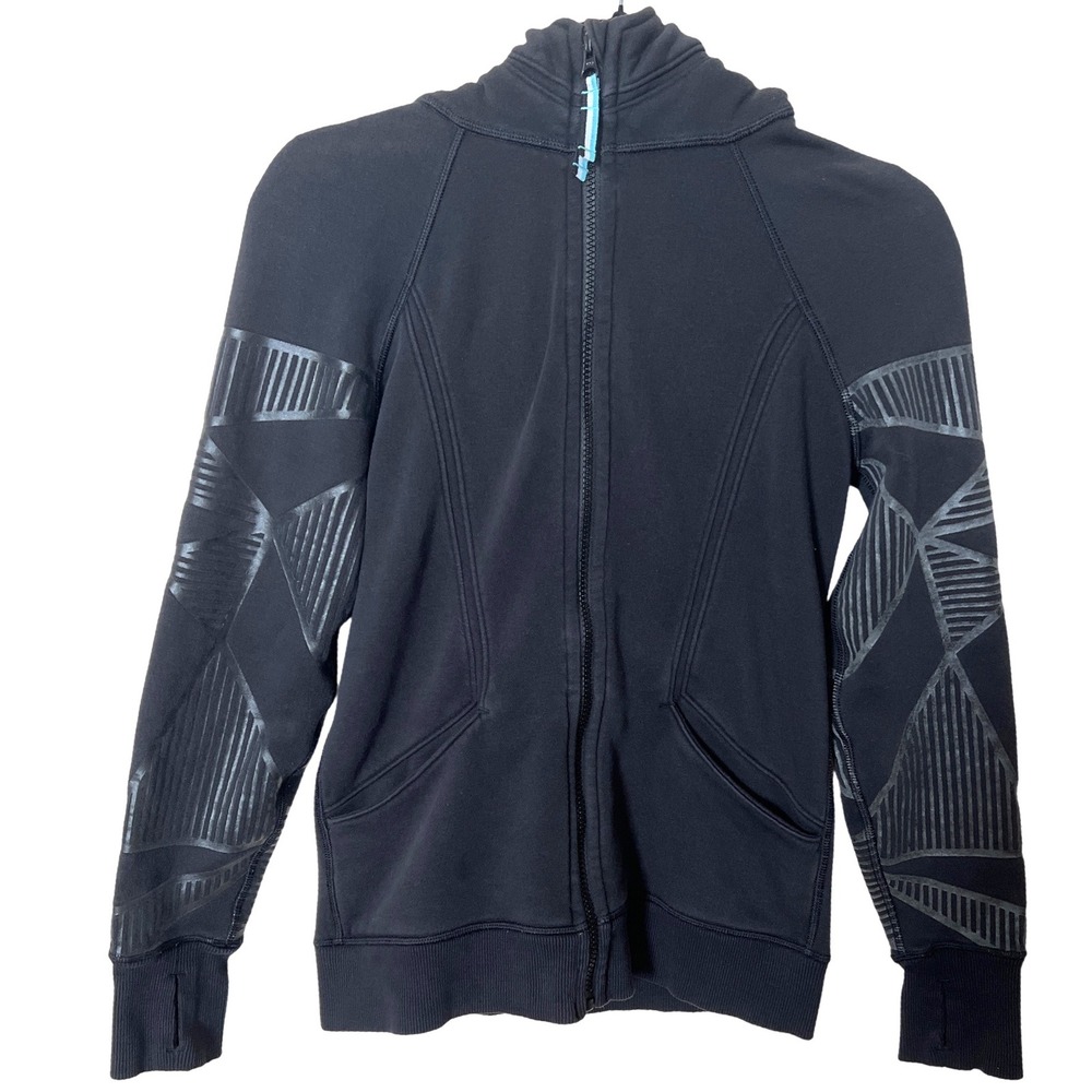 Ivivva Girls Full Zip Scuba Hoodie Black Size 14 GUC